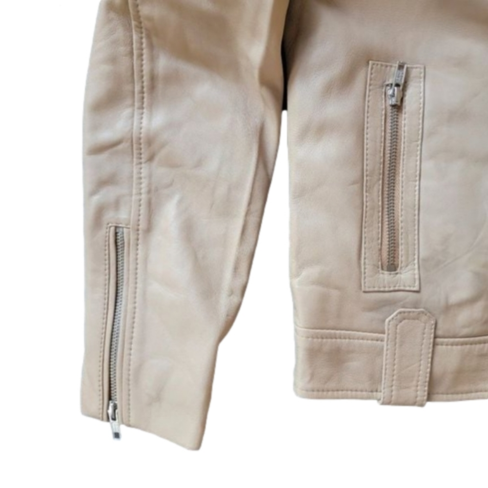 NWT EACH X OTHER Paris Women's Cream Leather Full Zip Jacket Size Small - Picture 3 of 9